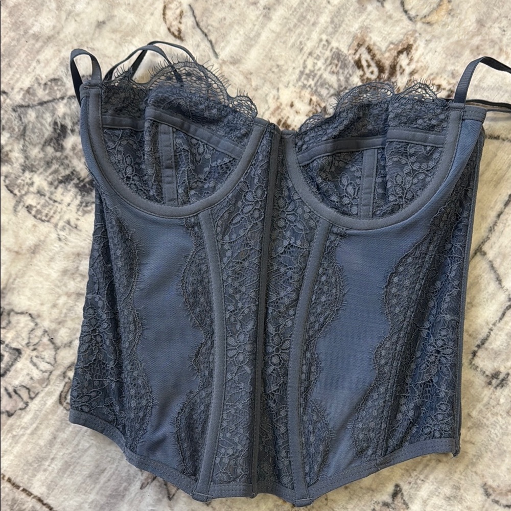 Out From Under flocked floral Corset Top - Picture 1 of 5